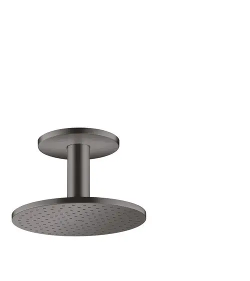 Deckenmontierte Kopfbrause mit flachem, runden Duschkopf und einem Deckenanschluss in Brushed Black Chrome, gestaltet von AXOR.
